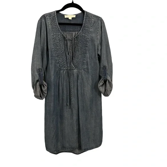 Lovestitch Women's Pintuck Denim Tunic Dress 100% Tencel Size S - Picture 1 of 5